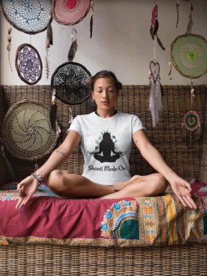 Printed Yoga T-Shirt for Women – Shanti Mode On | Breathable & Soft