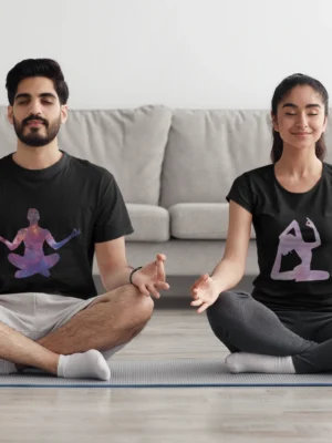 Purple Yoga Pose Figure T-Shirt for Women