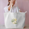 Large Black Tote Bag with simple Flower Print
