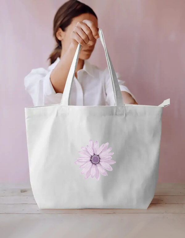 Purple Flower Simple Large Tote Bag for office/grocery/lunch