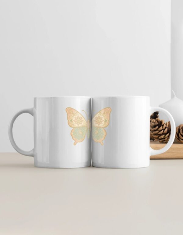 Butterfly Design Cute White Coffee Mug