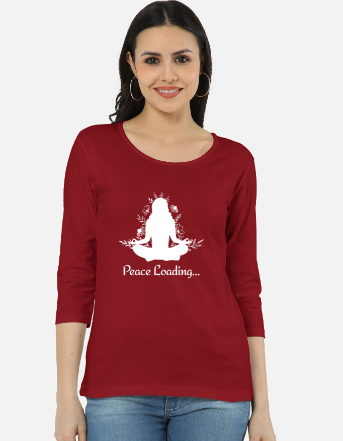 Peace Loading Long Sleeve Yoga Tee – Cotton T-shirts for Women - Image 3