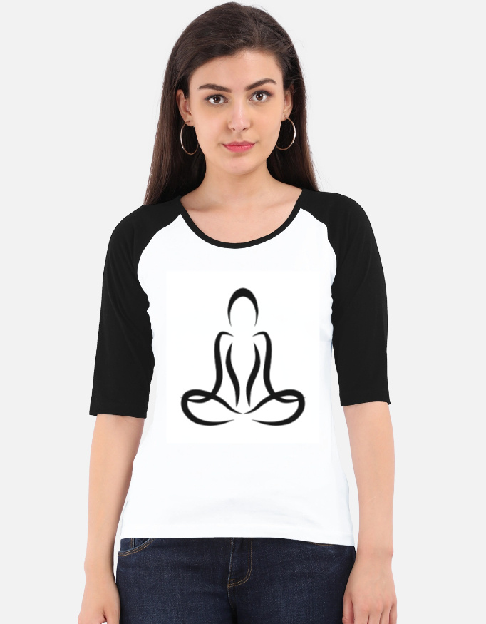 Women's Raglan T-Shirt- Simple Design Yoga T shirt Pure Cotton - Image 2