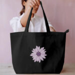 Purple Flower Simple Large Tote Bag for office/grocery/lunch