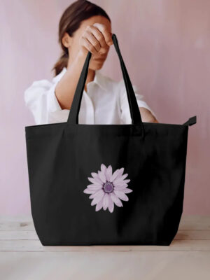 Purple Flower Simple Large Tote Bag for office/grocery/lunch