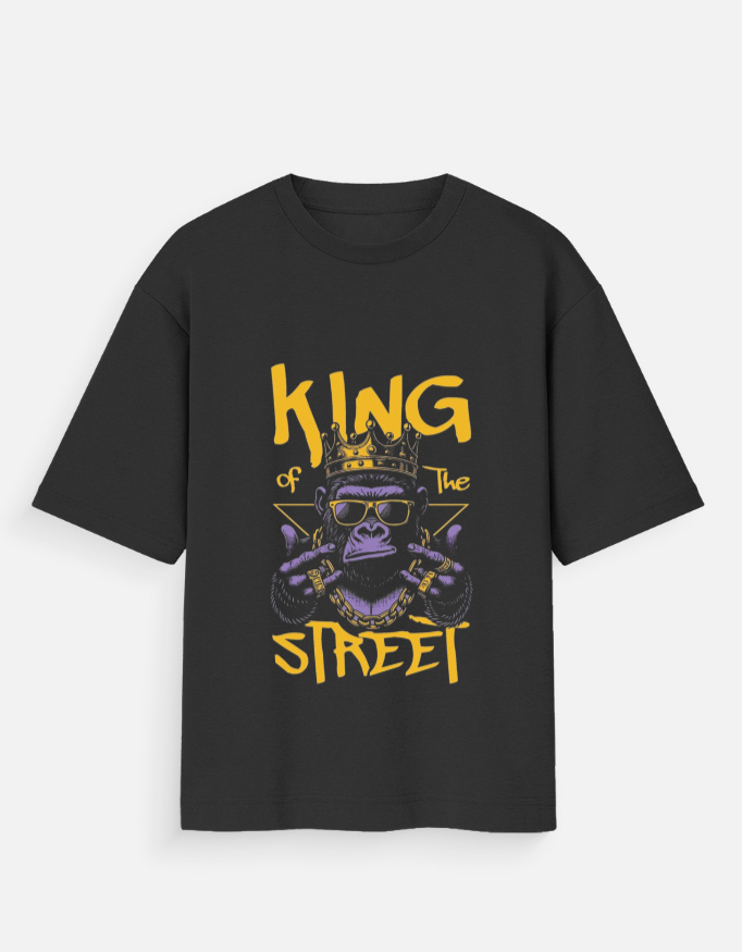 King of the Street Oversized T-Shirt | Hip-Hop Gorilla Graphic | 100% Cotton Unisex Streetwear Tee - Image 2