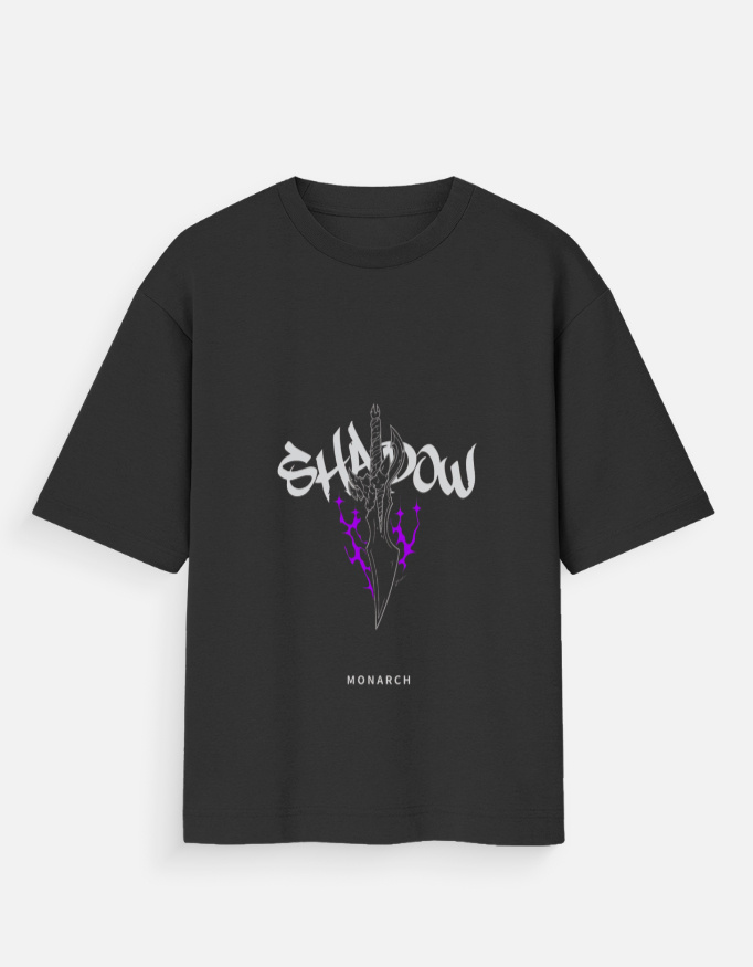 Shadow Monarch Oversized T-Shirt | Anime Sword Graphic Tee | 100% Cotton Unisex Streetwear - Image 2