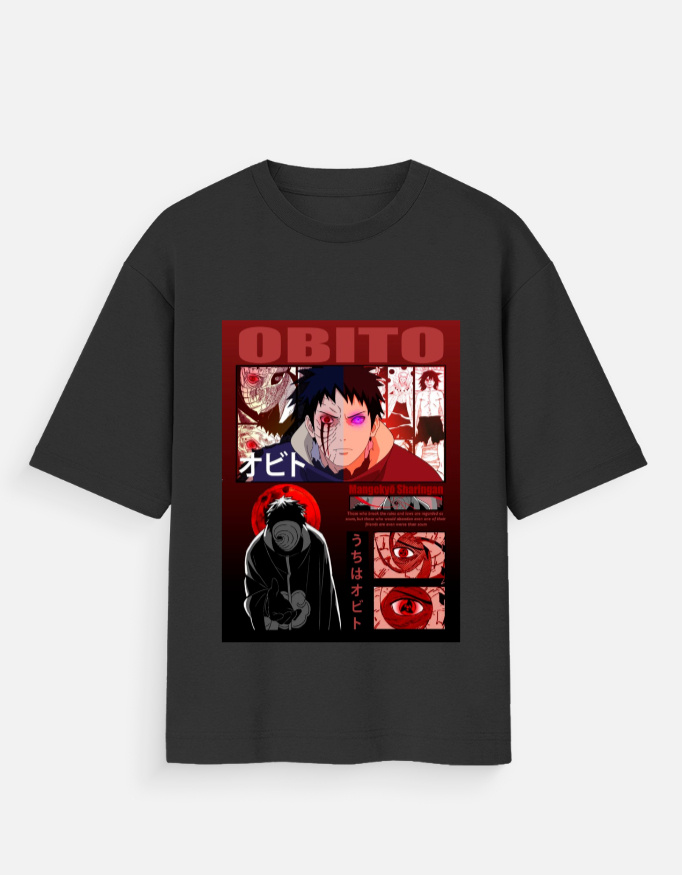 Obito Uchiha Oversized T-Shirt | Mangekyo Sharingan Naruto Anime Tee | 100% Cotton Unisex - Image 2