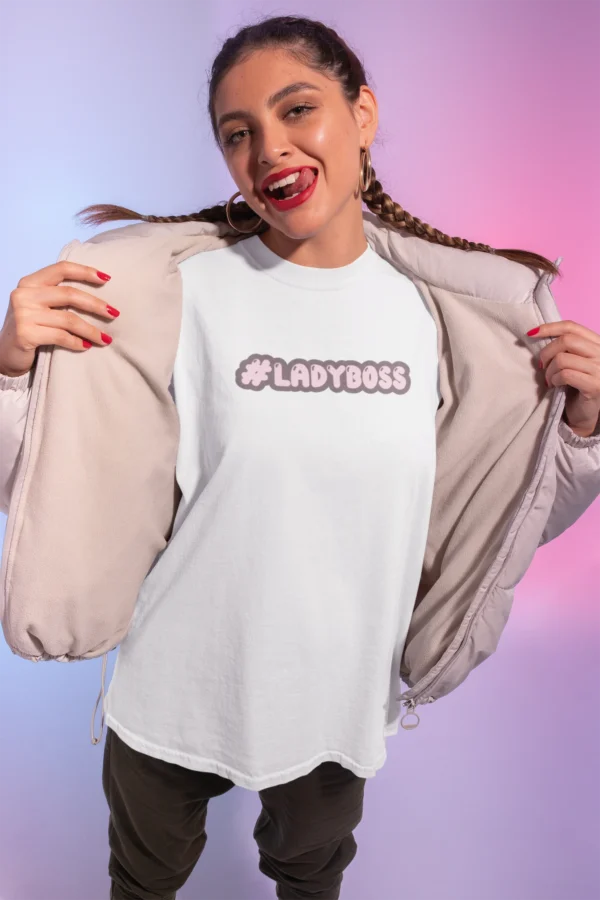 Ladyboss cool design white T-Shirt cotton oversized t shirt women